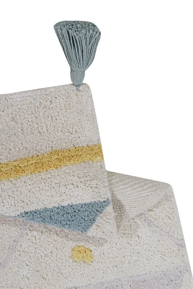 WASHABLE AREA RUG AZTECA VINTAGE BLUE