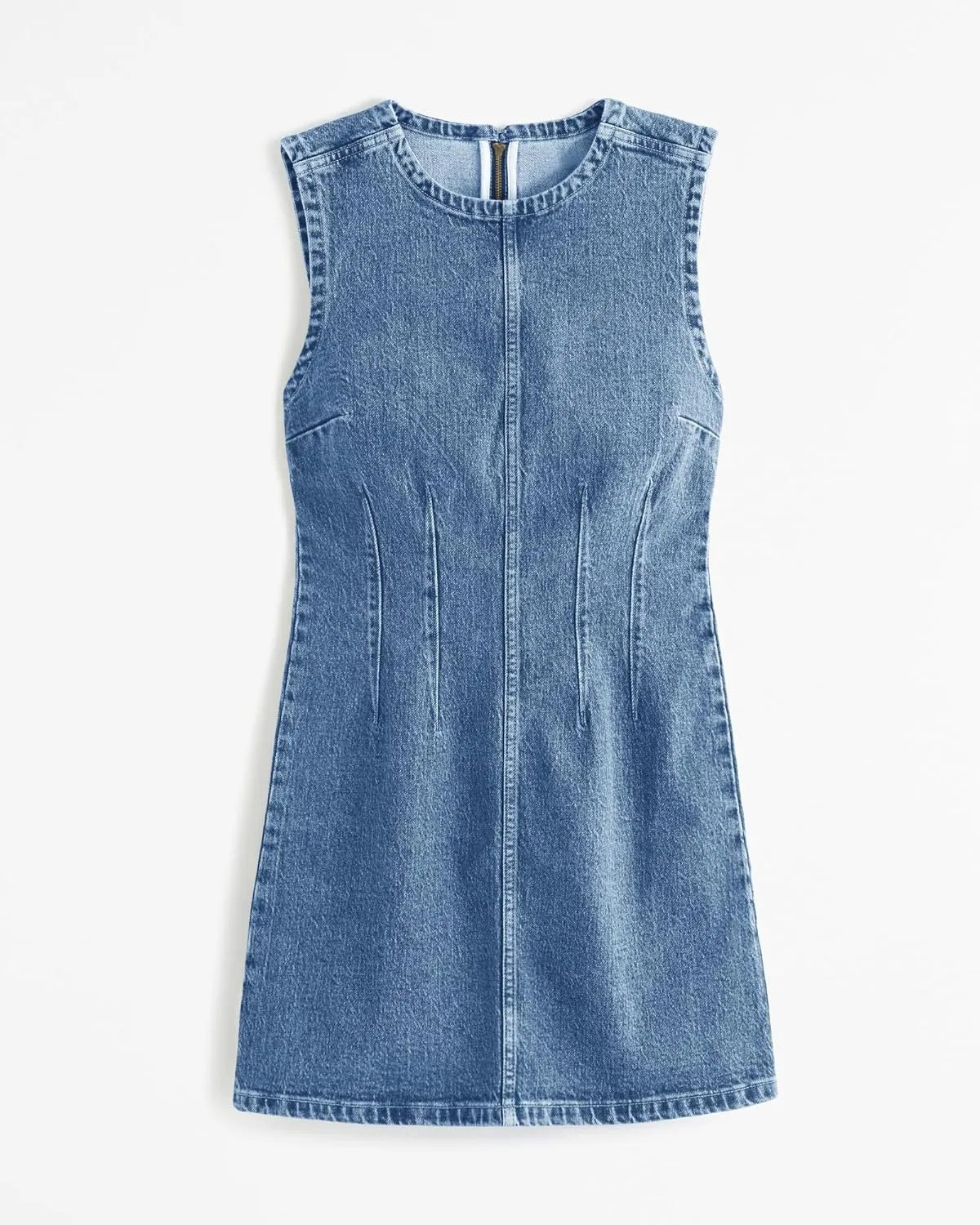 Wenrine Womens Denim Mini Dress Casual Sleeveless Crewneck Summer Jean Tank Dresses