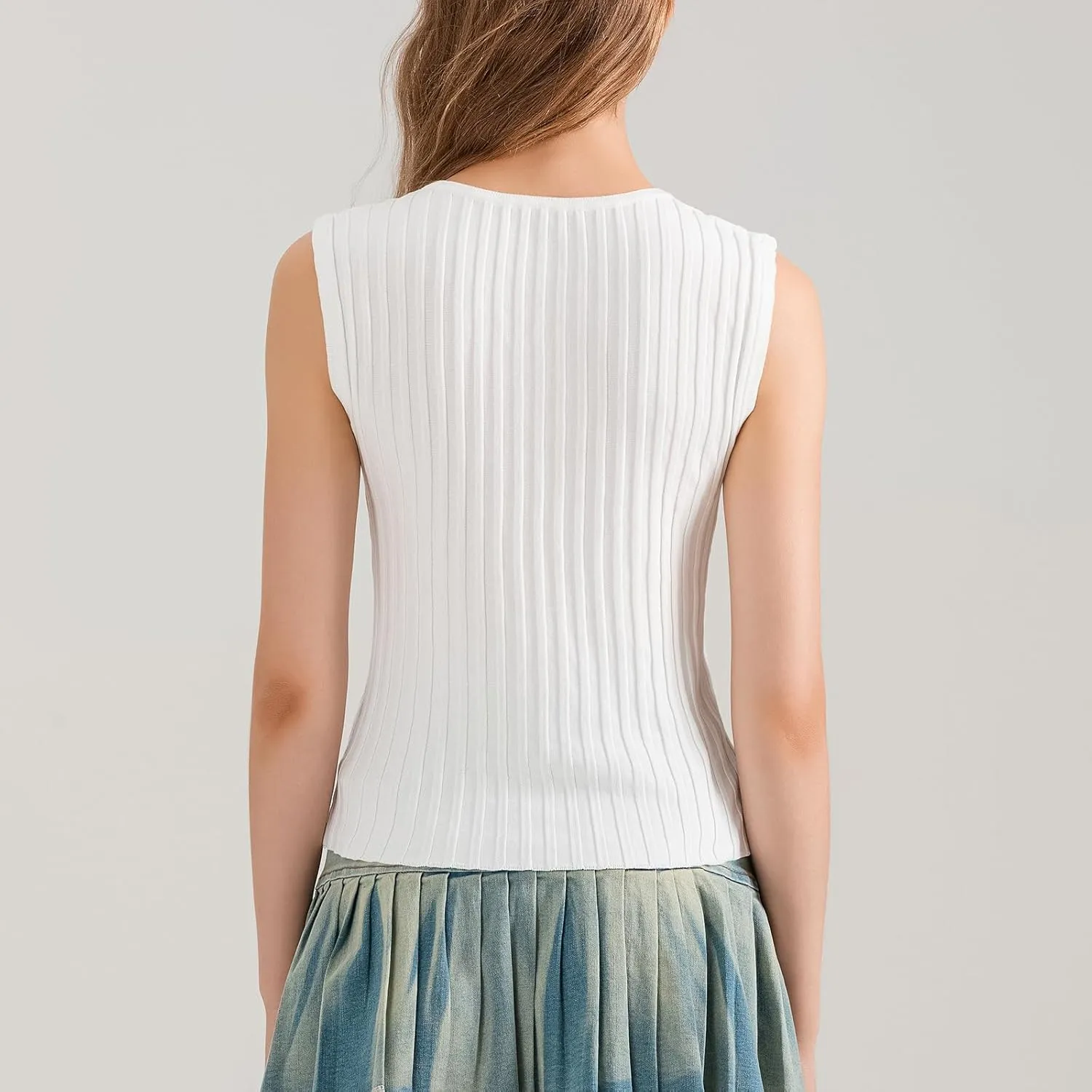 Women Button Up Vest Tank Top Ribbed Knit Sleeveless Slim Fit Shirt Summer Y2k Dressy Going Out Tops
