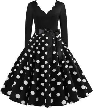 Women Casual Loose Formal Dress Long Sleeved Printed A-Line Midi Dress Plus Size Spring Dresses Church Work Dresses