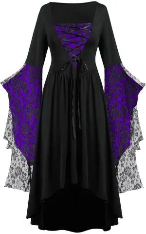 Women Holiday Halloween 3/4 Length Dolman Sleeve Dresses for Women Lace Maxi Long Oversized Vintage Steampunk 2025