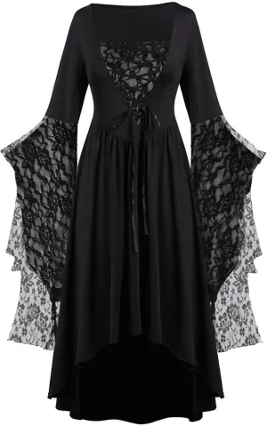 Women Holiday Halloween 3/4 Length Dolman Sleeve Dresses for Women Lace Maxi Long Oversized Vintage Steampunk 2025