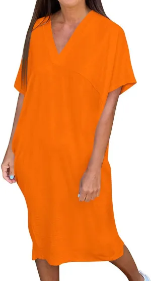 Women's Casual T Shirt V Neck Dress Summer Short Sleeve Dresses 2025 Basic Solid Midi Sundresses Beach Vacation Outfit