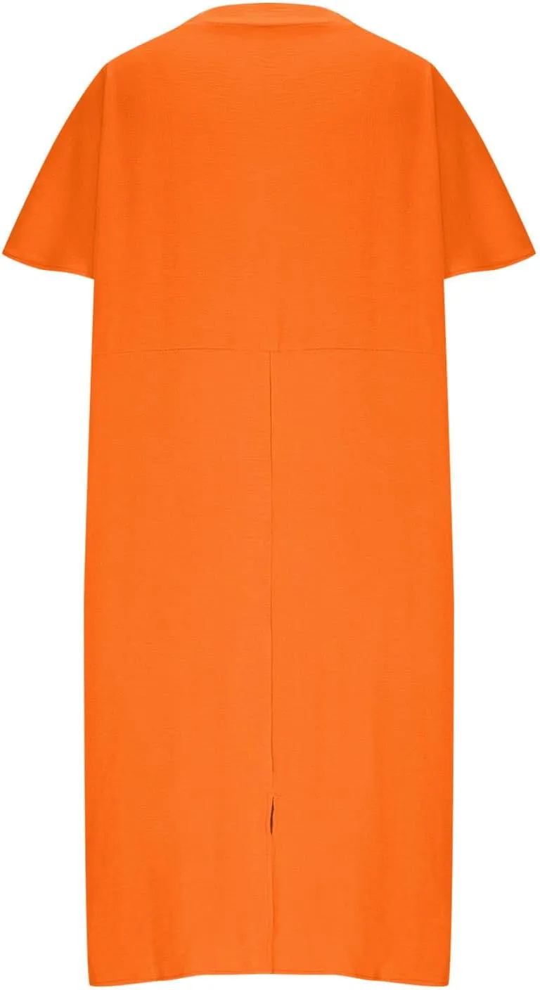 Women's Casual T Shirt V Neck Dress Summer Short Sleeve Dresses 2025 Basic Solid Midi Sundresses Beach Vacation Outfit