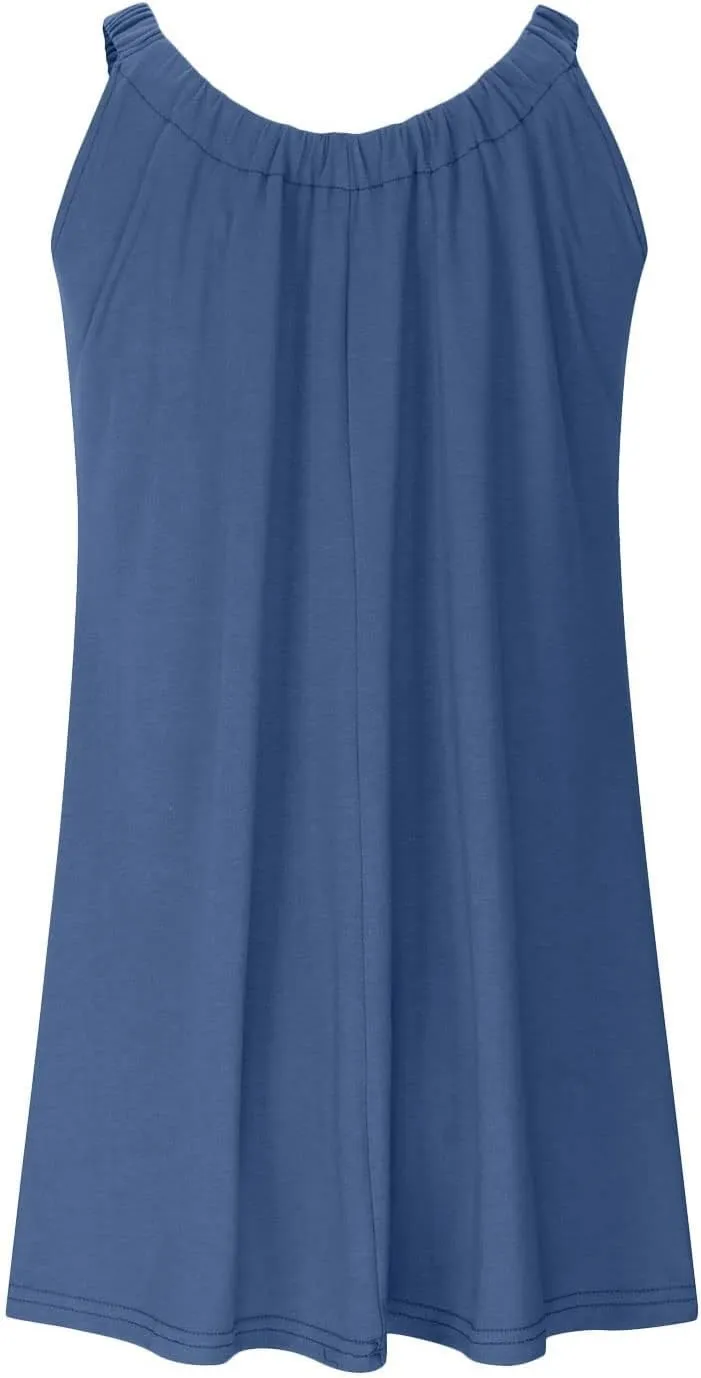 Womens Causal Summer Dress Beach Dress Sleeveless Waist Tie Front Bikini A- Line Mini Short Sun Dresses Beachwear