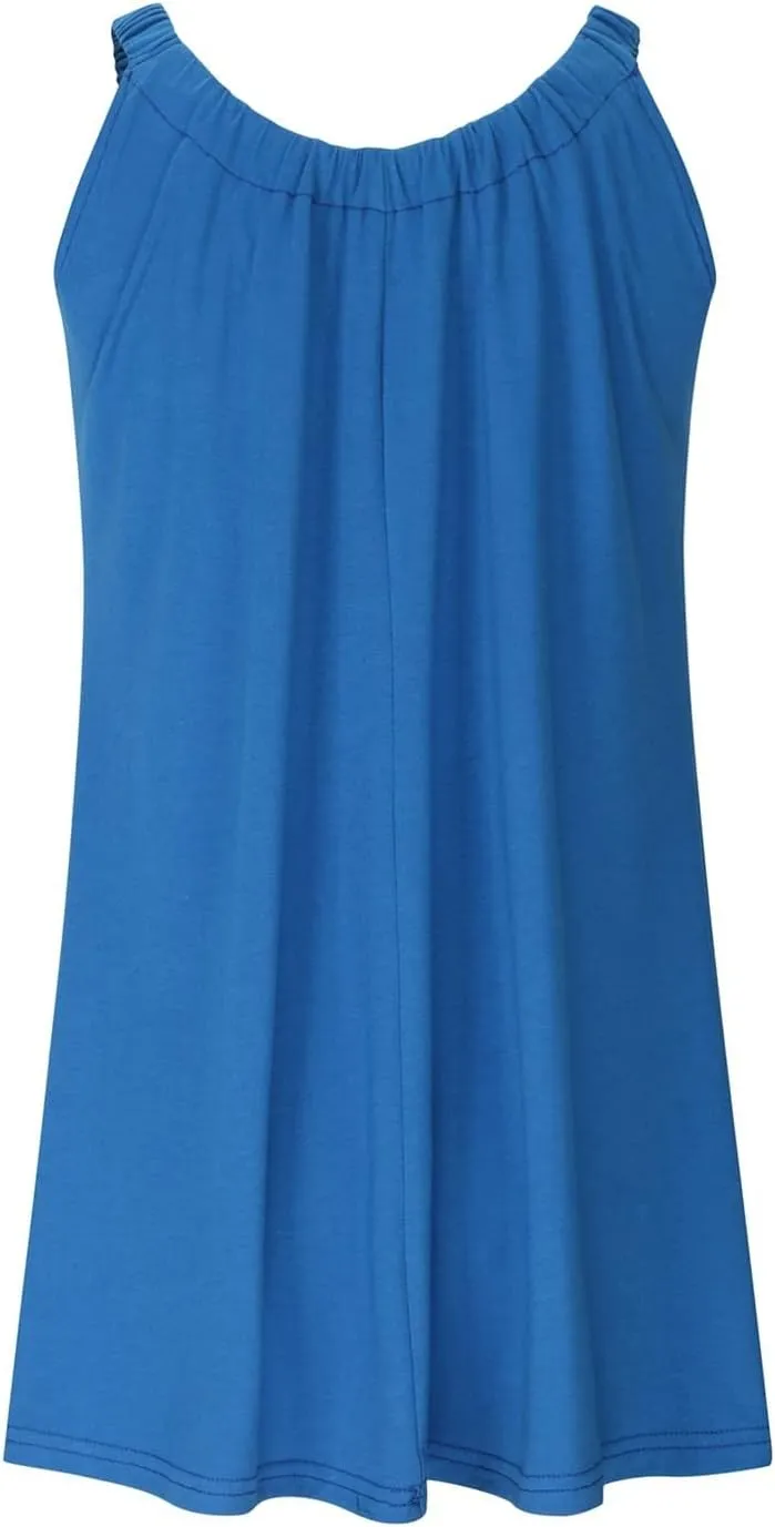 Womens Causal Summer Dress Beach Dress Sleeveless Waist Tie Front Bikini A- Line Mini Short Sun Dresses Beachwear