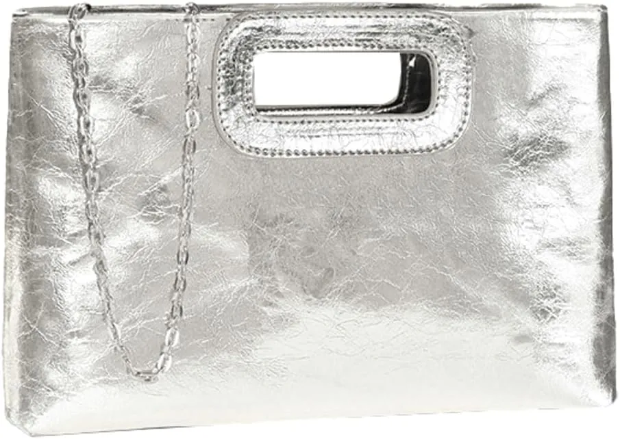 Womens Clutch Purse Gold Leather Handbag Formal Evening Bag Crossbody Bag Wedding Party Bridal Purse with Chain