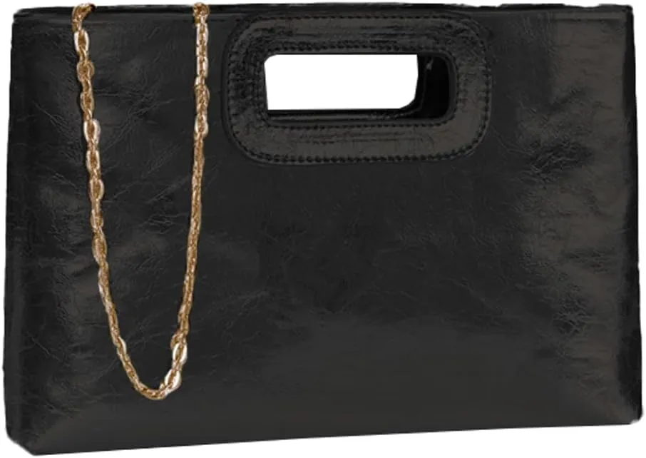 Womens Clutch Purse Soft Leather Evening Bag Formal Handbag Crossbody Bag Wedding Party Bridal Purse with Chain