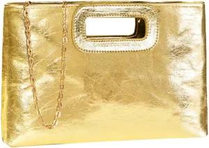 Womens Clutch Purse Soft Leather Evening Bag Formal Handbag Crossbody Bag Wedding Party Bridal Purse with Chain