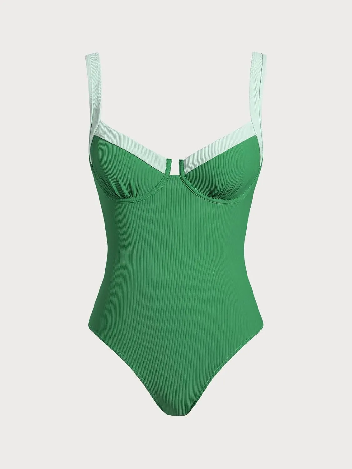 Women's Contrast Trim Knotted Slimming One-Piece Swimsuit Vintage Bathing Suits