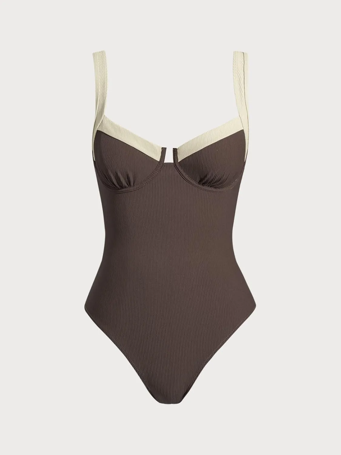 Women's Contrast Trim Knotted Slimming One-Piece Swimsuit Vintage Bathing Suits