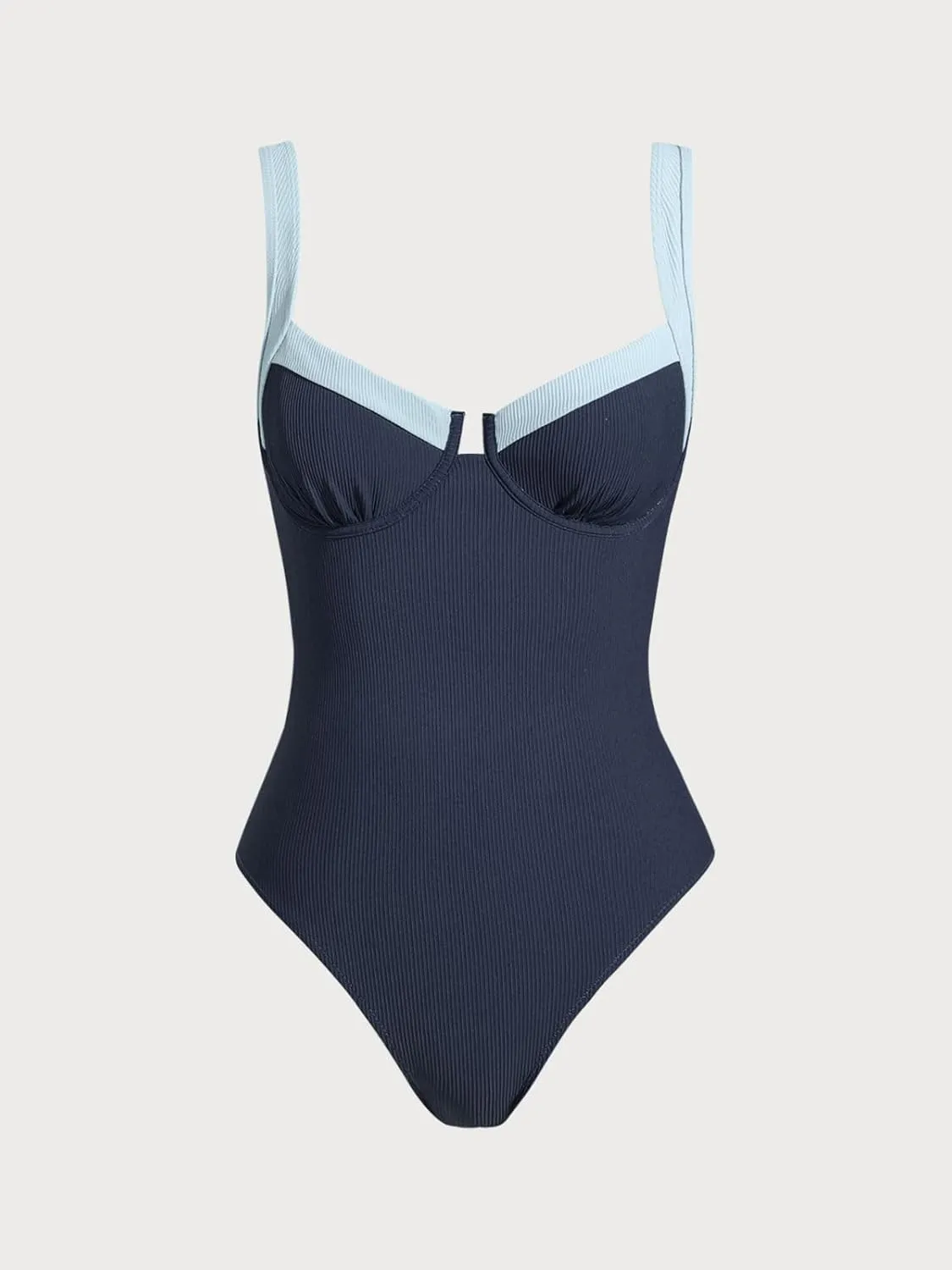 Women's Contrast Trim Knotted Slimming One-Piece Swimsuit Vintage Bathing Suits