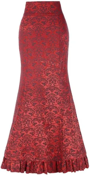 Womens High Waist Skirts Floor Length Retro Mermaid Bandage Printed Skirt Vintage Fishtail Pencil Skirt Maxi Wrap Dress