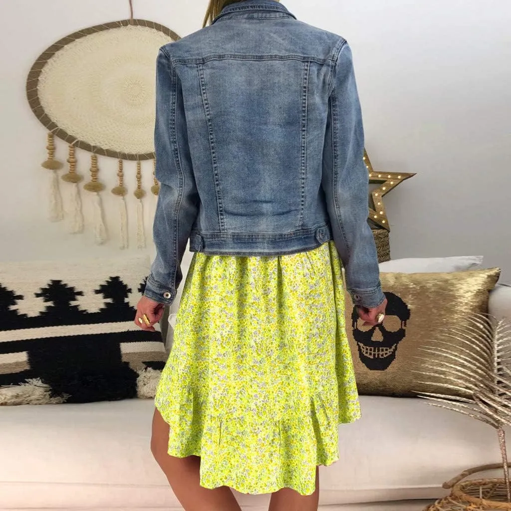 Women's Ladies Sexy Loose Print Hlaf Sleeve Ruffles Mini Dress Summer Dress Ruffle Sleeve Dress for Women Casual