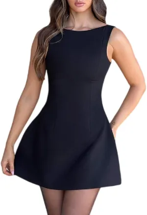 Women's Sexy Casual Sleeveless Summer Dress Party Club Mini Tank Dresses Sundress Basic Fitted Dress