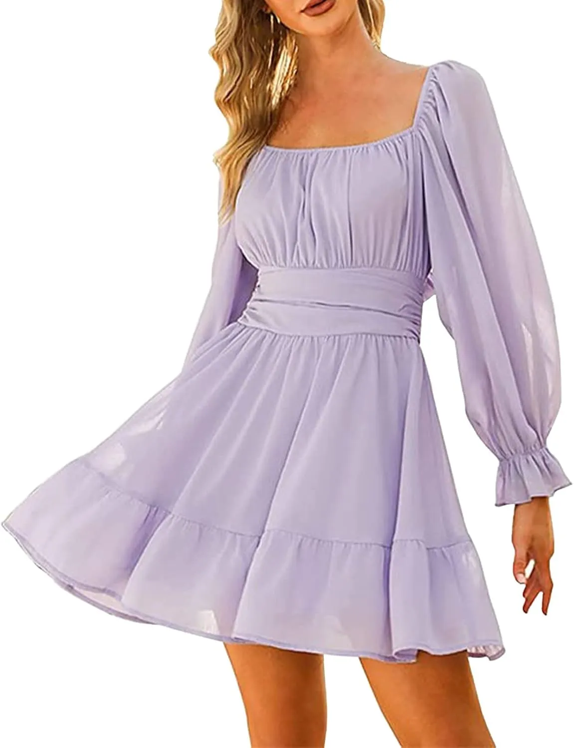 Women's Spring Dresses Floral Printed Boho Midi Dresses Summer Swing Wrap V-Neck Short Sleeve Irregular Hem Holiday Dress