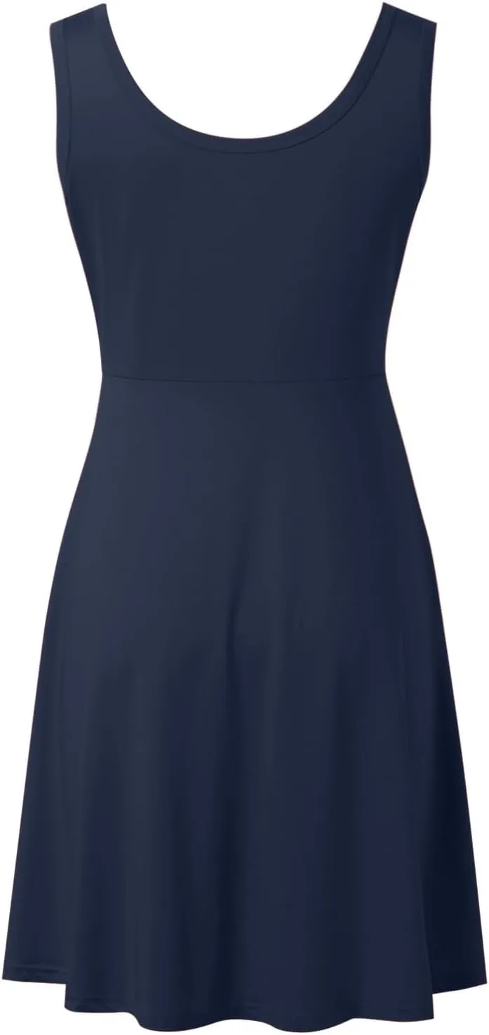 Women's Summer Beach Mini Dress Sleeveless Rockabilly Casual Dress Skater 2025 Trenty Tank Dresses