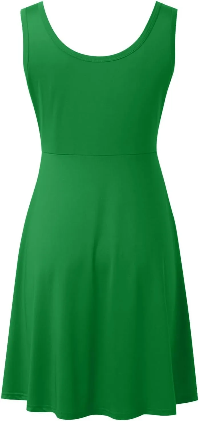 Women's Summer Beach Mini Dress Sleeveless Rockabilly Casual Dress Skater 2025 Trenty Tank Dresses