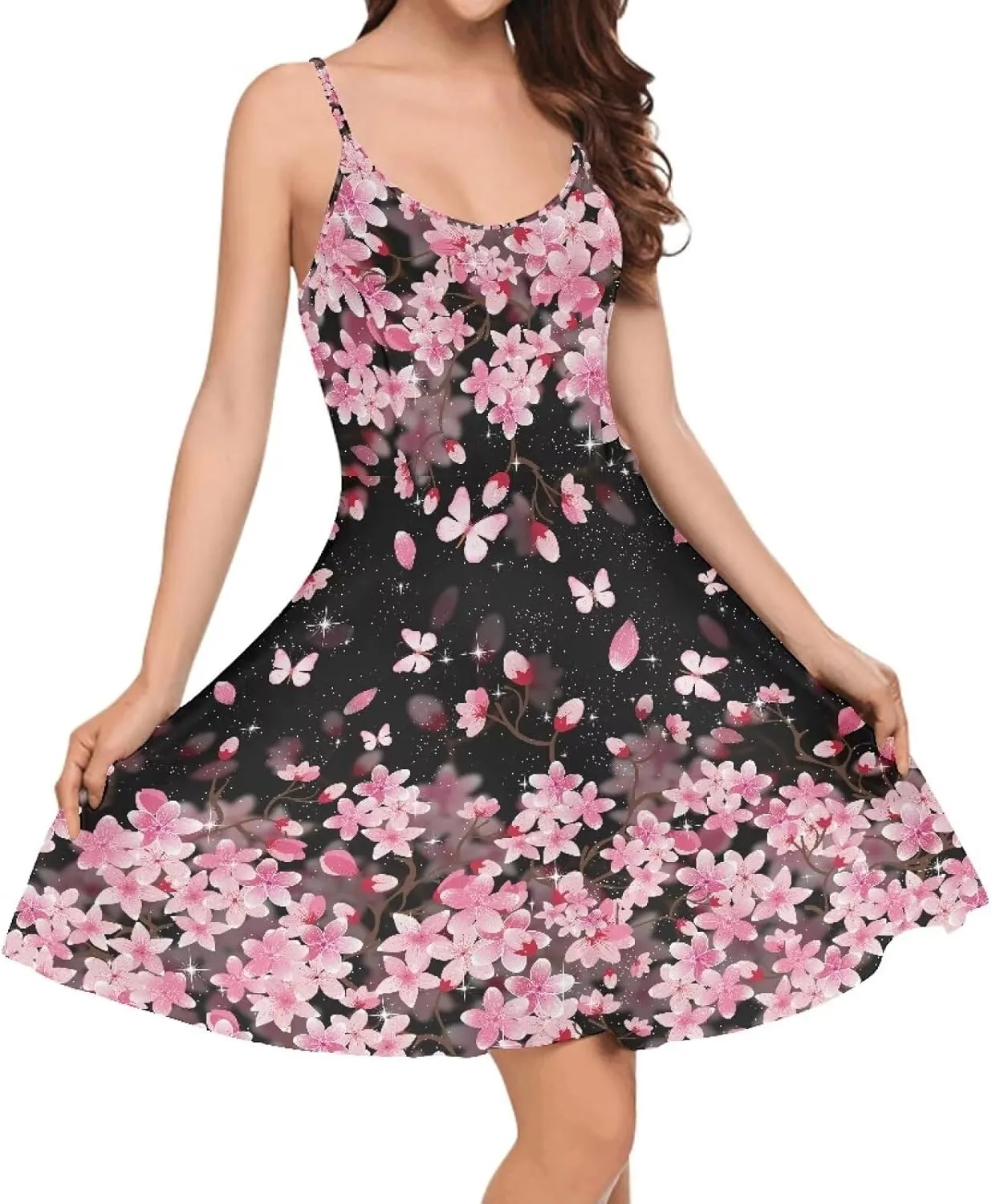 Womens Summer Casual Swing Tank Dresses, Beachwear Sleeveless Dresses for Girls