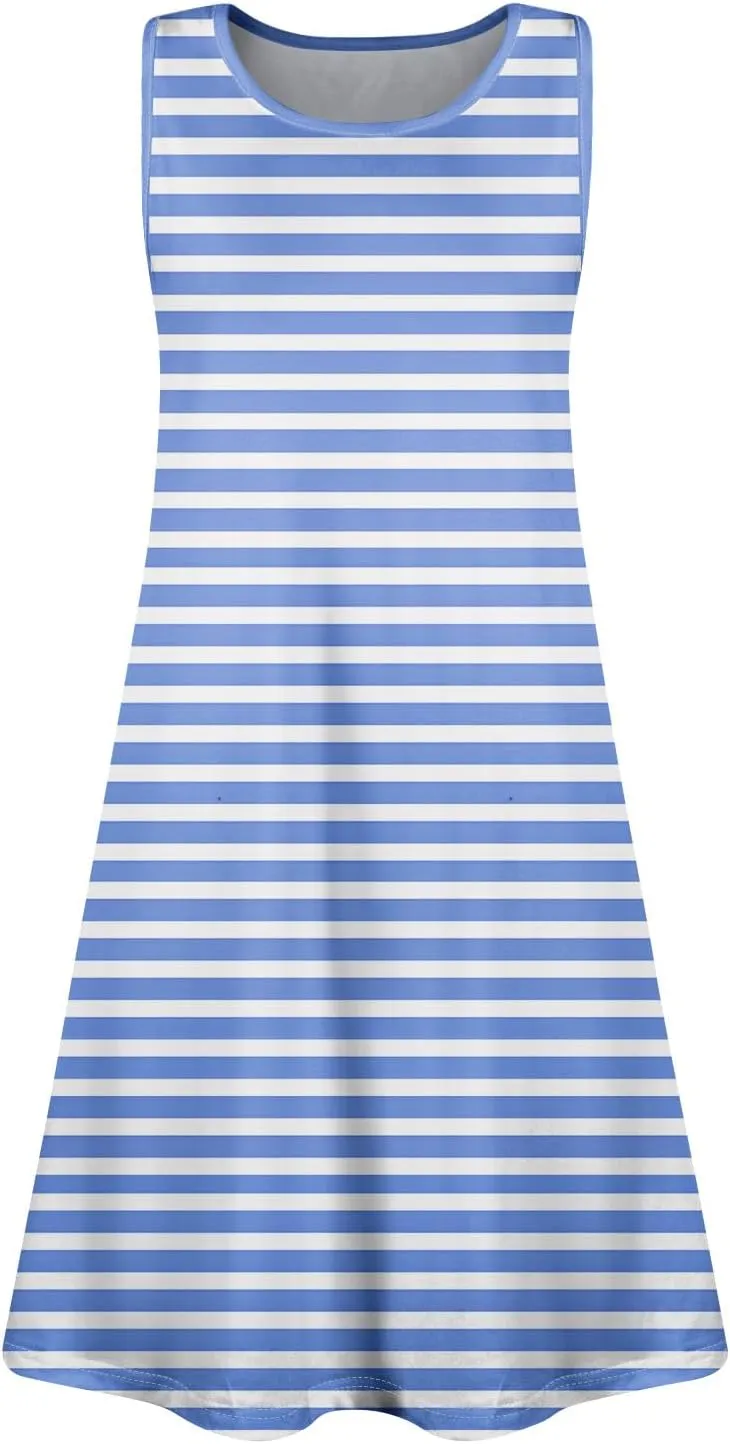 Womens Summer Dresses Loose Round Neck Sleeveless Sundresses Dress with Pockets