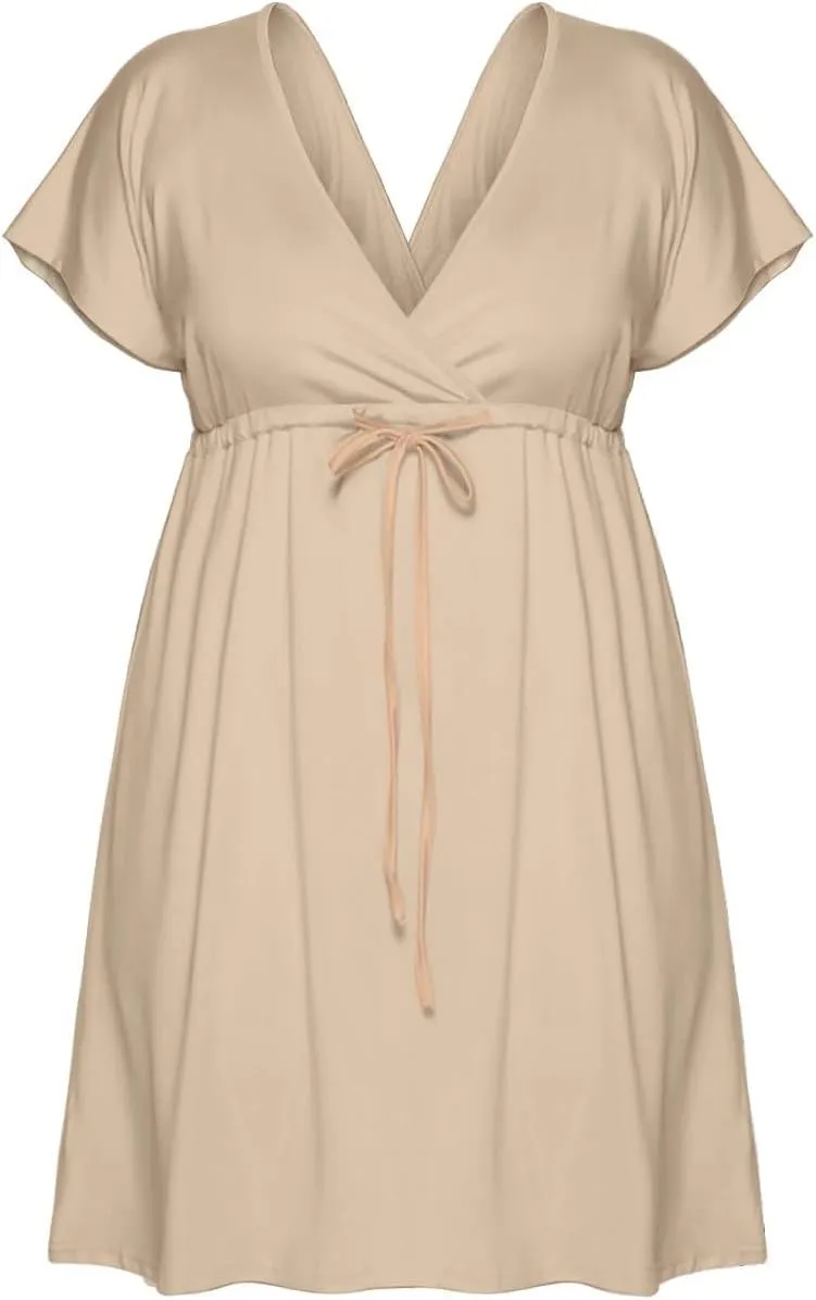 Womens Summer Dresses Short Sleeve Kimono Style Deep V Neck Casual Summer Dress M 4XL Plus Size