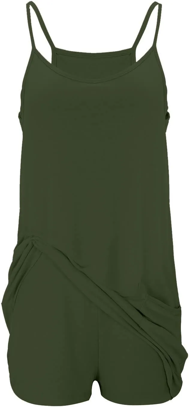 Womens Summer Mini Romper Dresses Workout Tennis Dress Sports Athletic Outfits Built in Shorts Trendy Vacation Dress