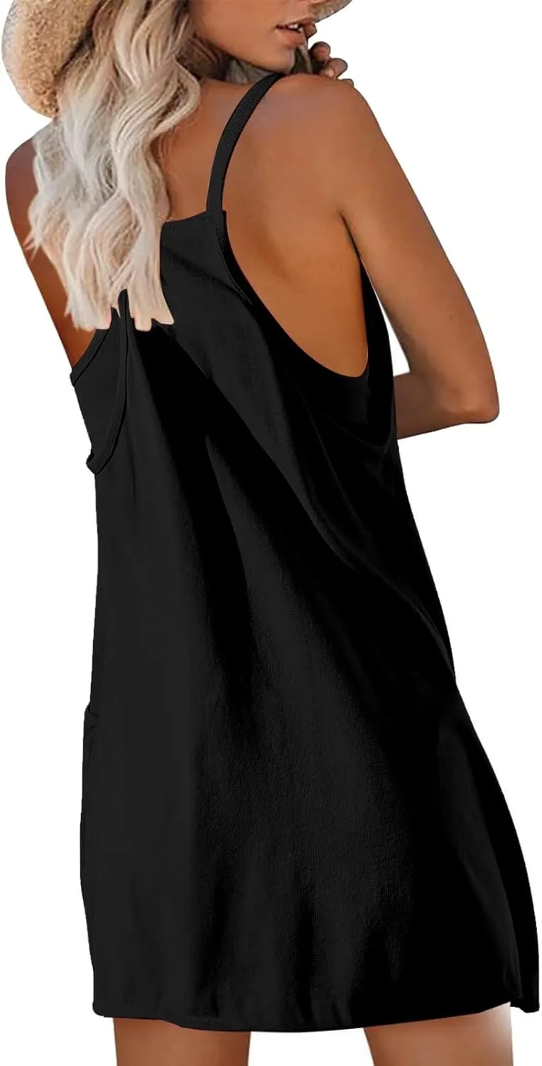 Womens Summer Mini Romper Dresses Workout Tennis Dress Sports Athletic Outfits Built in Shorts Trendy Vacation Dress