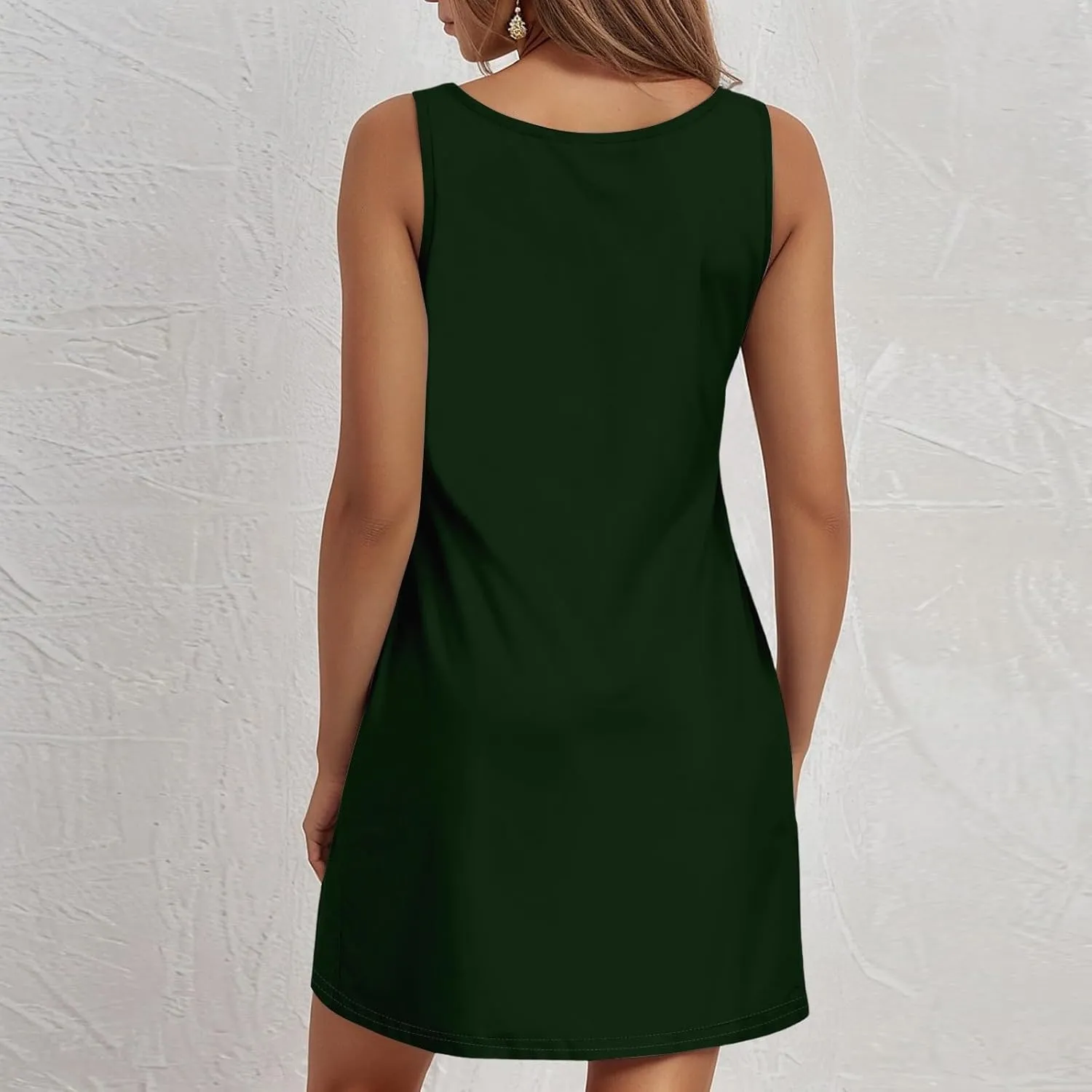 Women's Summer Tank Dresses Casual Scoop Neck Sleeveless Sundress Lightweight Boho Beach Mini Dresses with Pockets