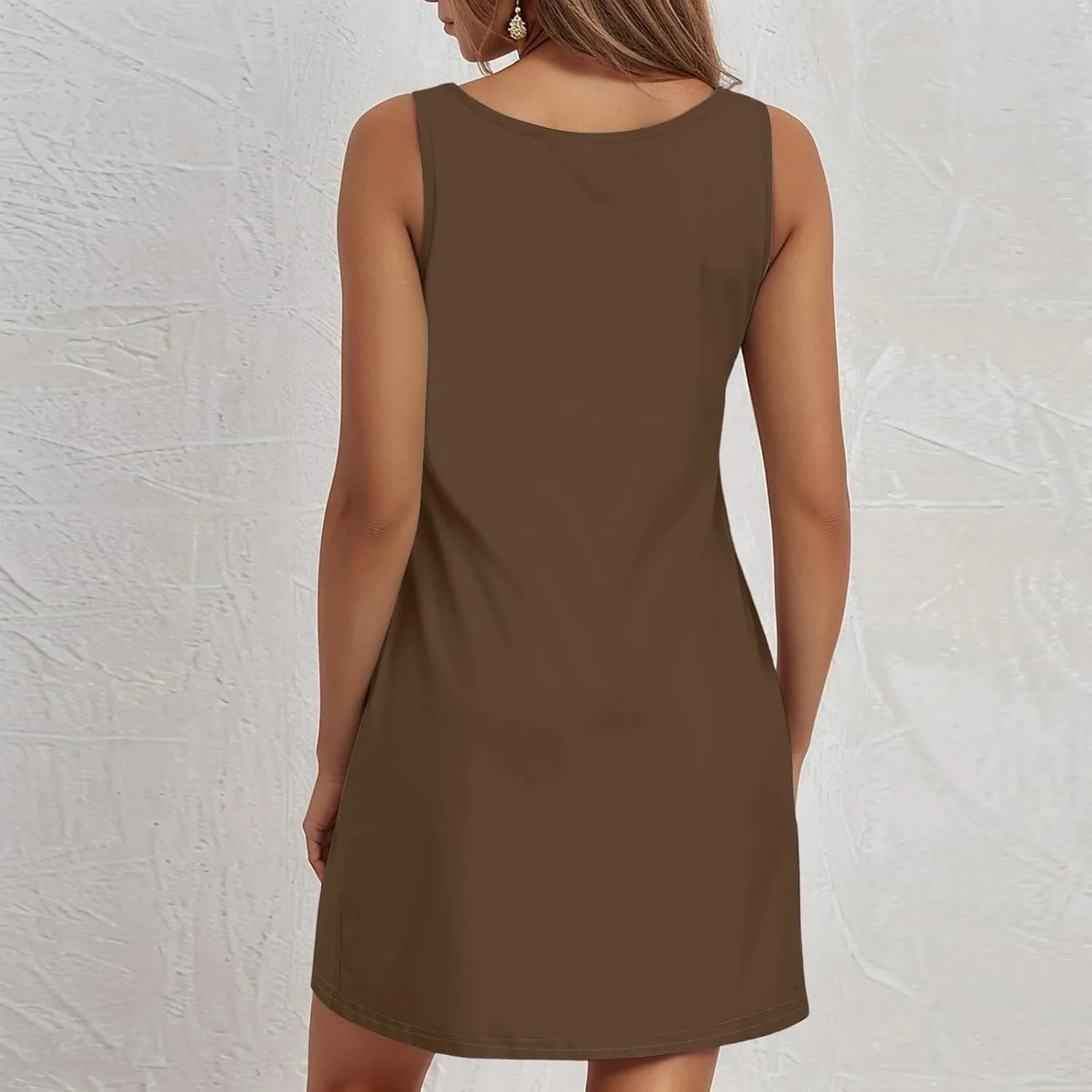Women's Summer Tank Dresses Casual Scoop Neck Sleeveless Sundress Lightweight Boho Beach Mini Dresses with Pockets