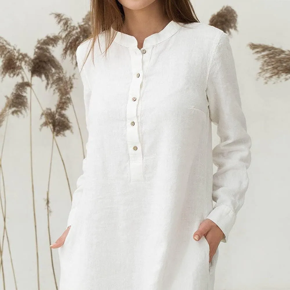 Women's Sun Dresses 2025 Vacation Casual Loose Trendy Long Sleeve Button Down Collar Solid Maxi Dress, S-3XL
