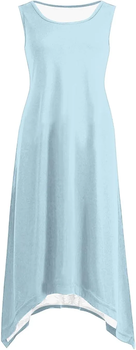 Women's Sundress Summer Casual Sleeveless Loose Flowy A-Line Dress Fashion Irregular Hem Beach Dress
