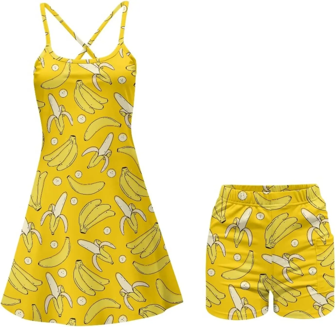 Womens Tennis Dress Golf Workout Dress with Built-in Shorts Pockets Athletic Dresses