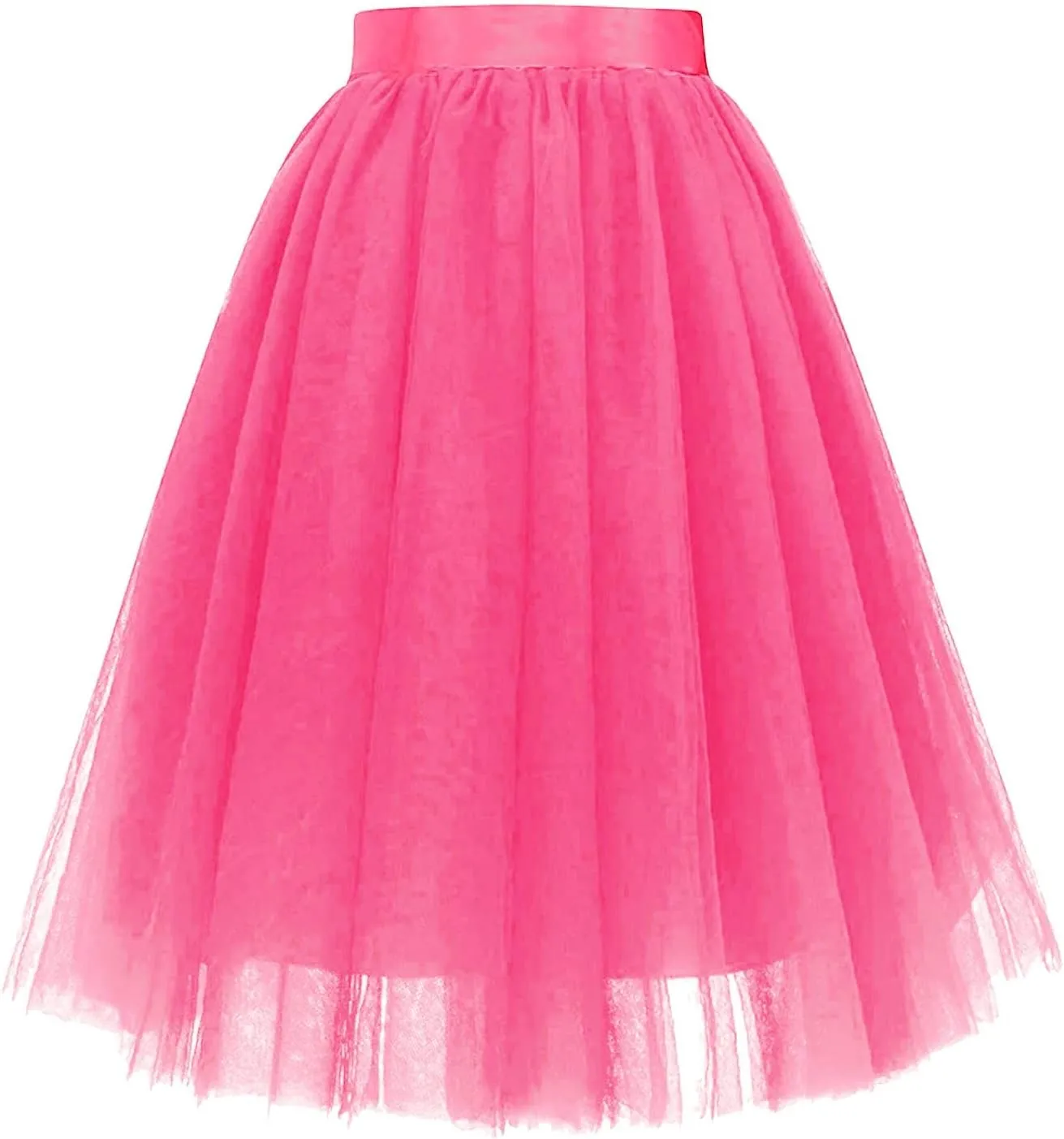 Women's Tulle Skirt Knee Length 5-Layered Wedding Party Homecoming Prom Dress Midi Tulle Skirt for Dates Prom Party