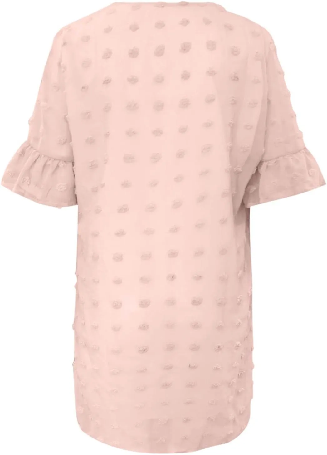 Womens V Neck Casual Vacation Dress Short Sleeve Smocked Swiss Dot Swing Ruffle Mini Beach Summer Dresses 2025 Trendy