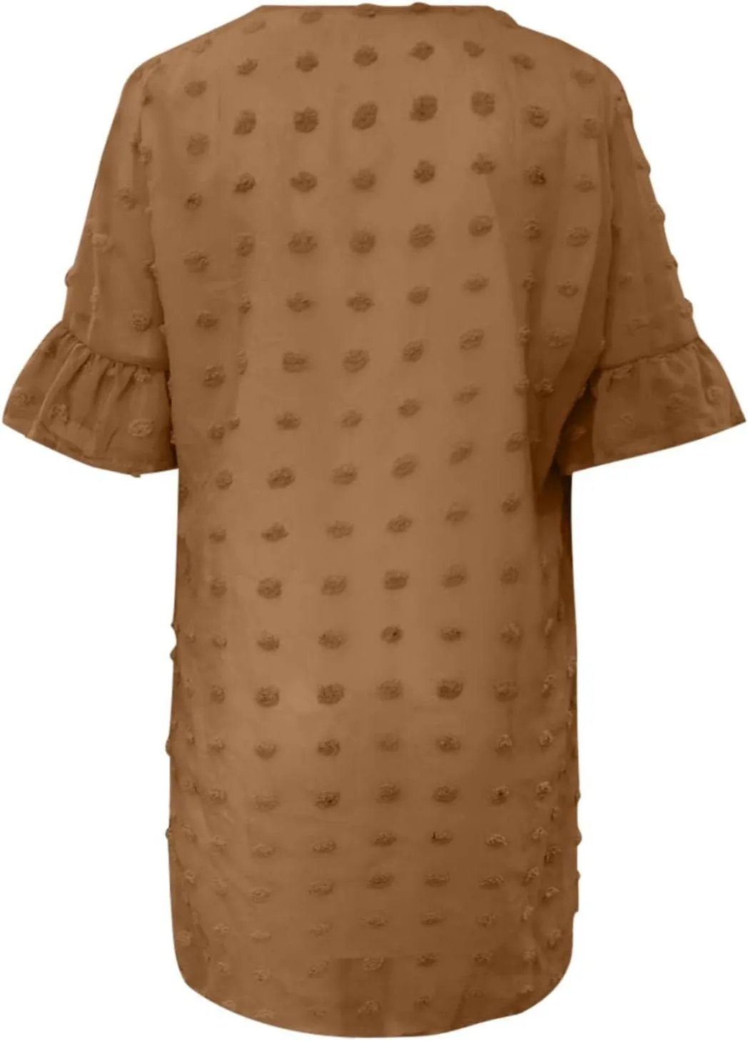Womens V Neck Casual Vacation Dress Short Sleeve Smocked Swiss Dot Swing Ruffle Mini Beach Summer Dresses 2025 Trendy