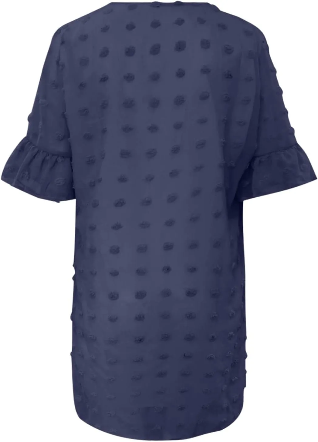 Womens V Neck Casual Vacation Dress Short Sleeve Smocked Swiss Dot Swing Ruffle Mini Beach Summer Dresses 2025 Trendy
