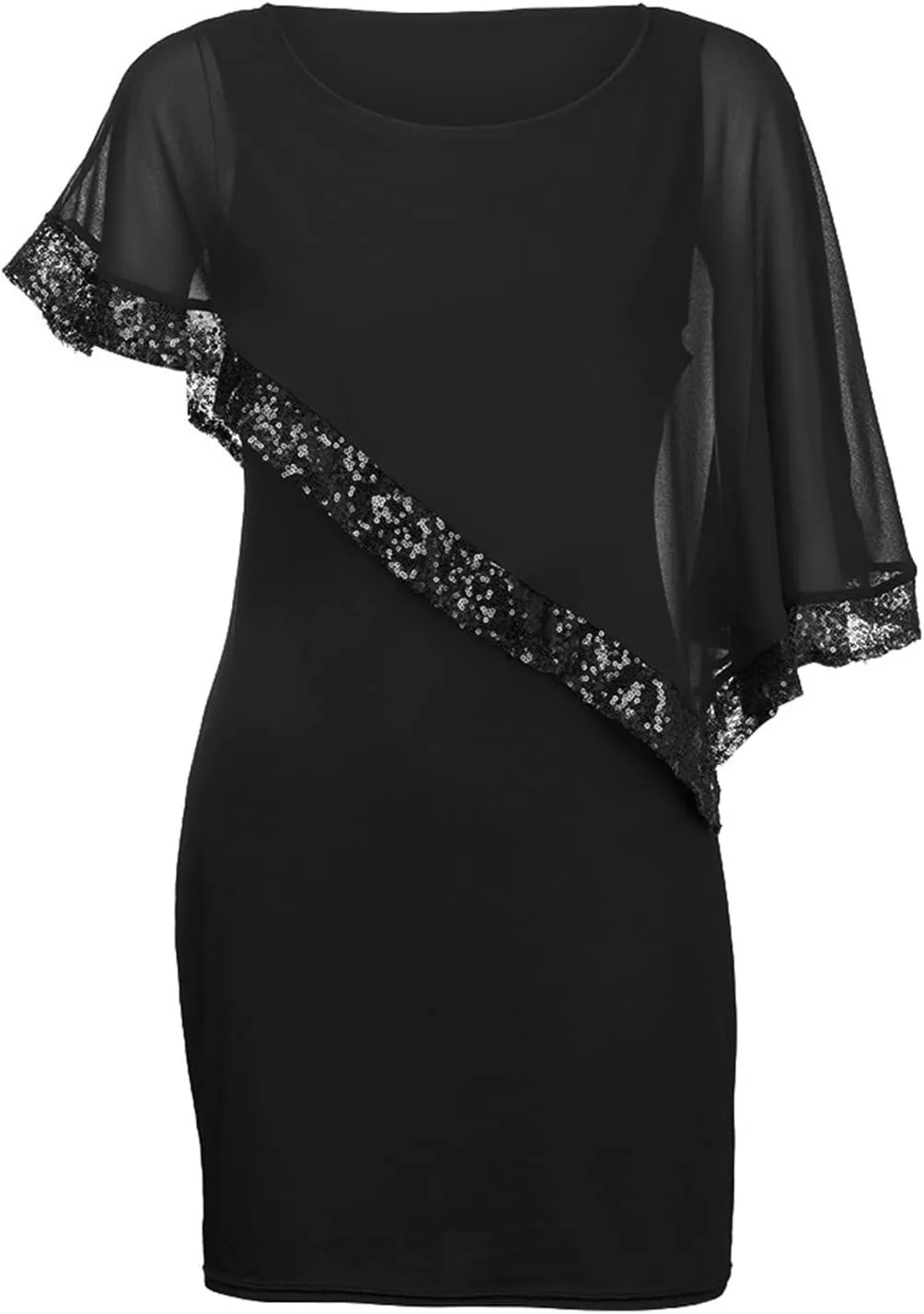 Women's Wedding Guest Dresses Summer Elegant Trendy V-Neck Sequin Solid Lace Prom Party Cocktail Dress, S-5XL