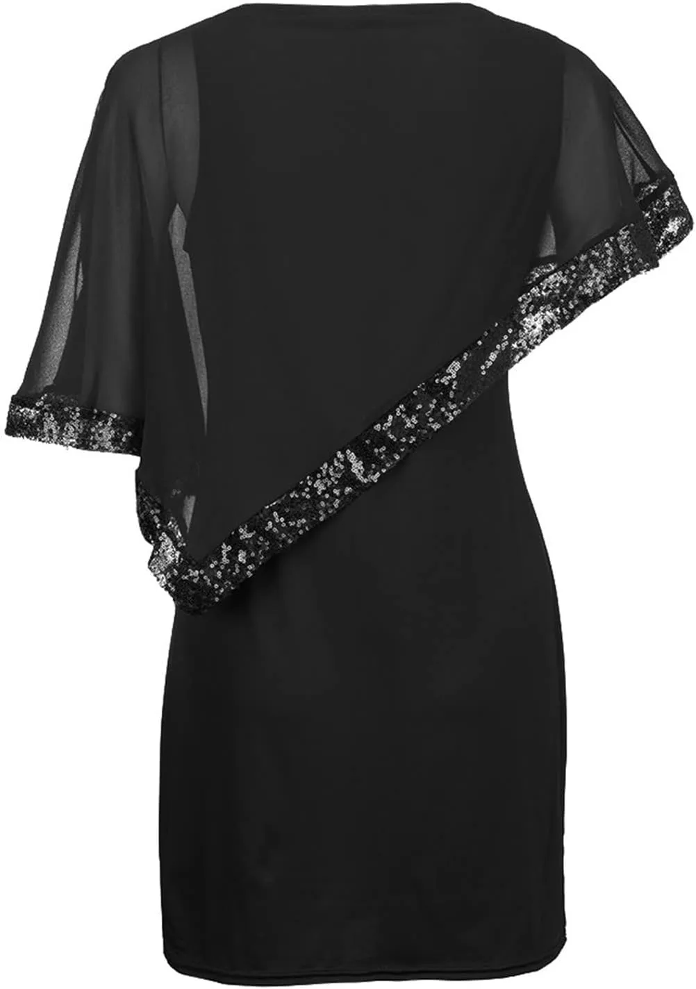 Women's Wedding Guest Dresses Summer Elegant Trendy V-Neck Sequin Solid Lace Prom Party Cocktail Dress, S-5XL