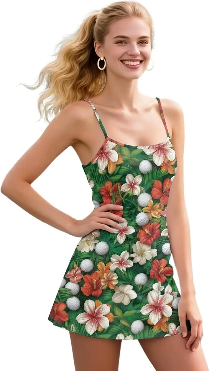 Workout Dresses for Women Tennis Sets with Shorts Underneath Spaghetti Strap Athletic Casual Sports Dress
