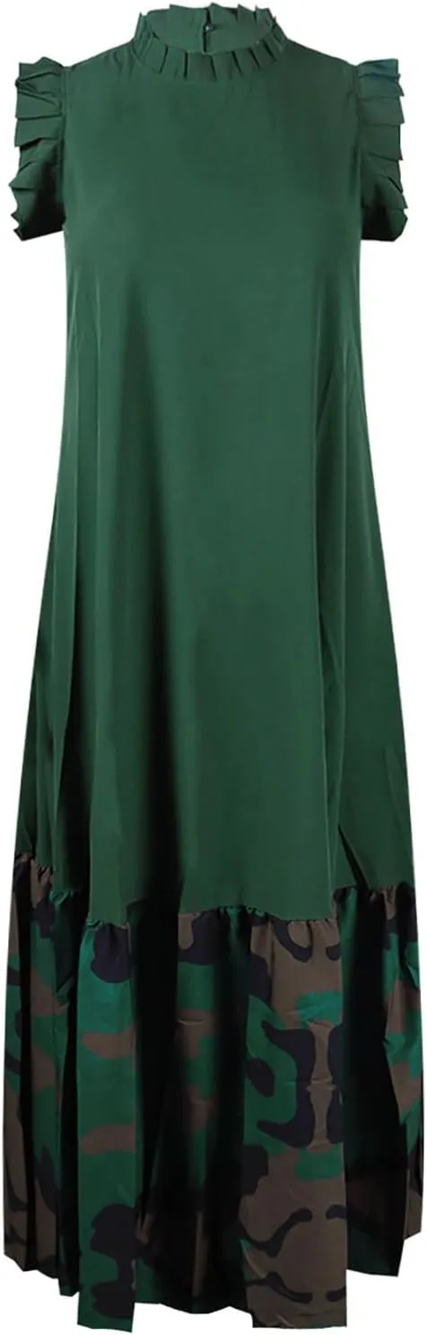 XOWRTE Womens Summer Plus Size Sleeveless Tank Dresses Casual Chiffon Loose Flowy Ruffle Tiered Midi Dress Wedding Cocktail