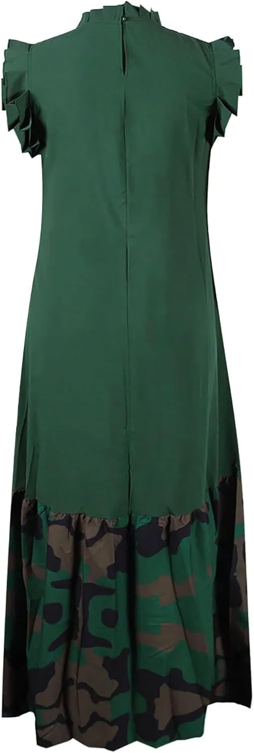 XOWRTE Womens Summer Plus Size Sleeveless Tank Dresses Casual Chiffon Loose Flowy Ruffle Tiered Midi Dress Wedding Cocktail