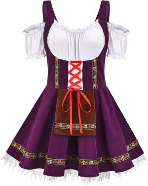 XUNRYAN Oktoberfest Costumes Women German Maid Dress Plus Size Trachten Dirndl Bavarian Dresses Cosplay Outfits Mini Dress