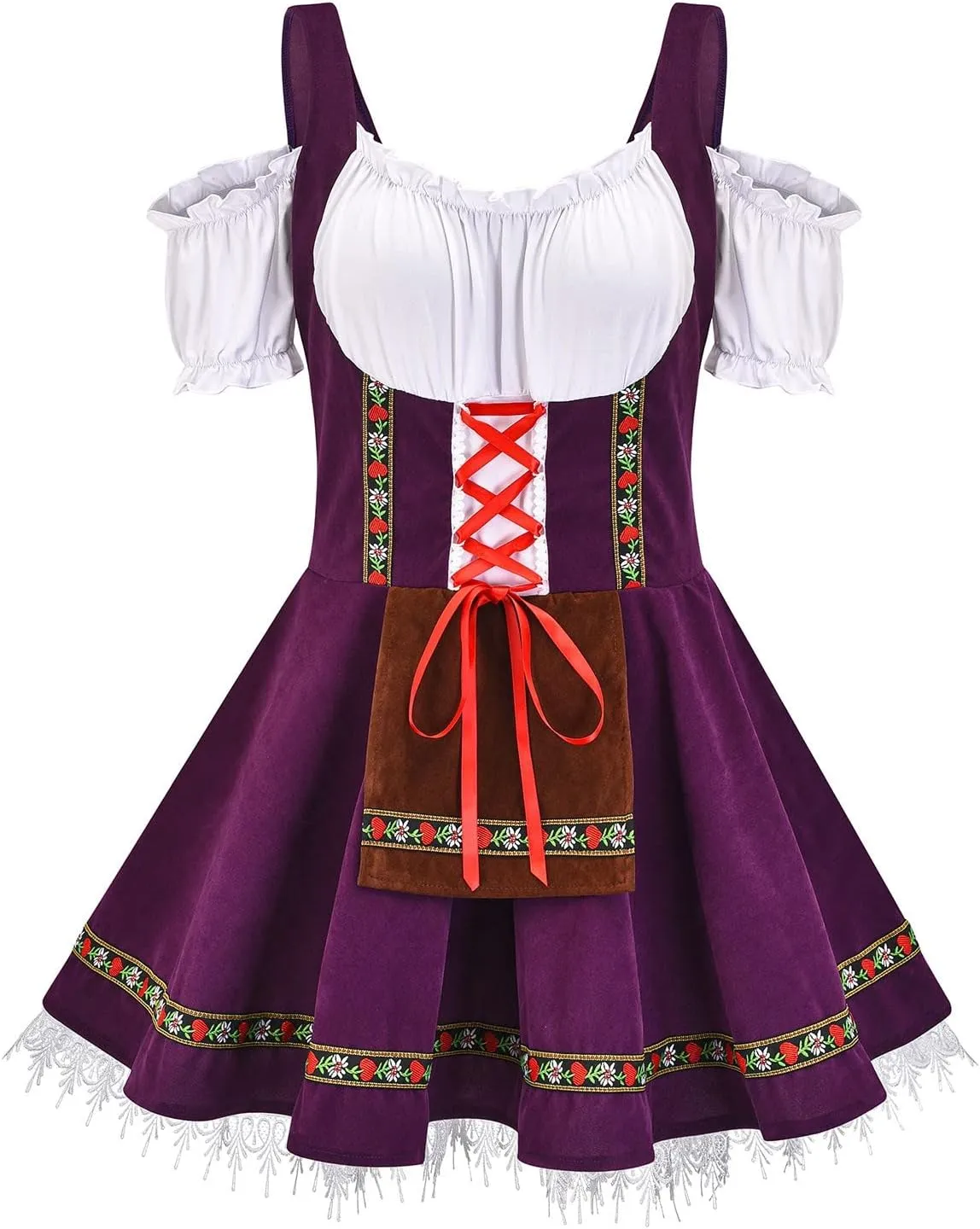 XUNRYAN Oktoberfest Costumes Women German Maid Dress Plus Size Trachten Dirndl Bavarian Dresses Cosplay Outfits Mini Dress